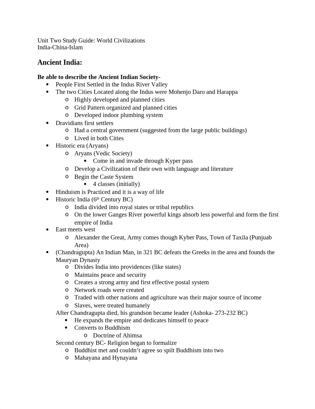 World Civilization- Unit Two Study Guide.docx_d9rhqylkmpn_page1