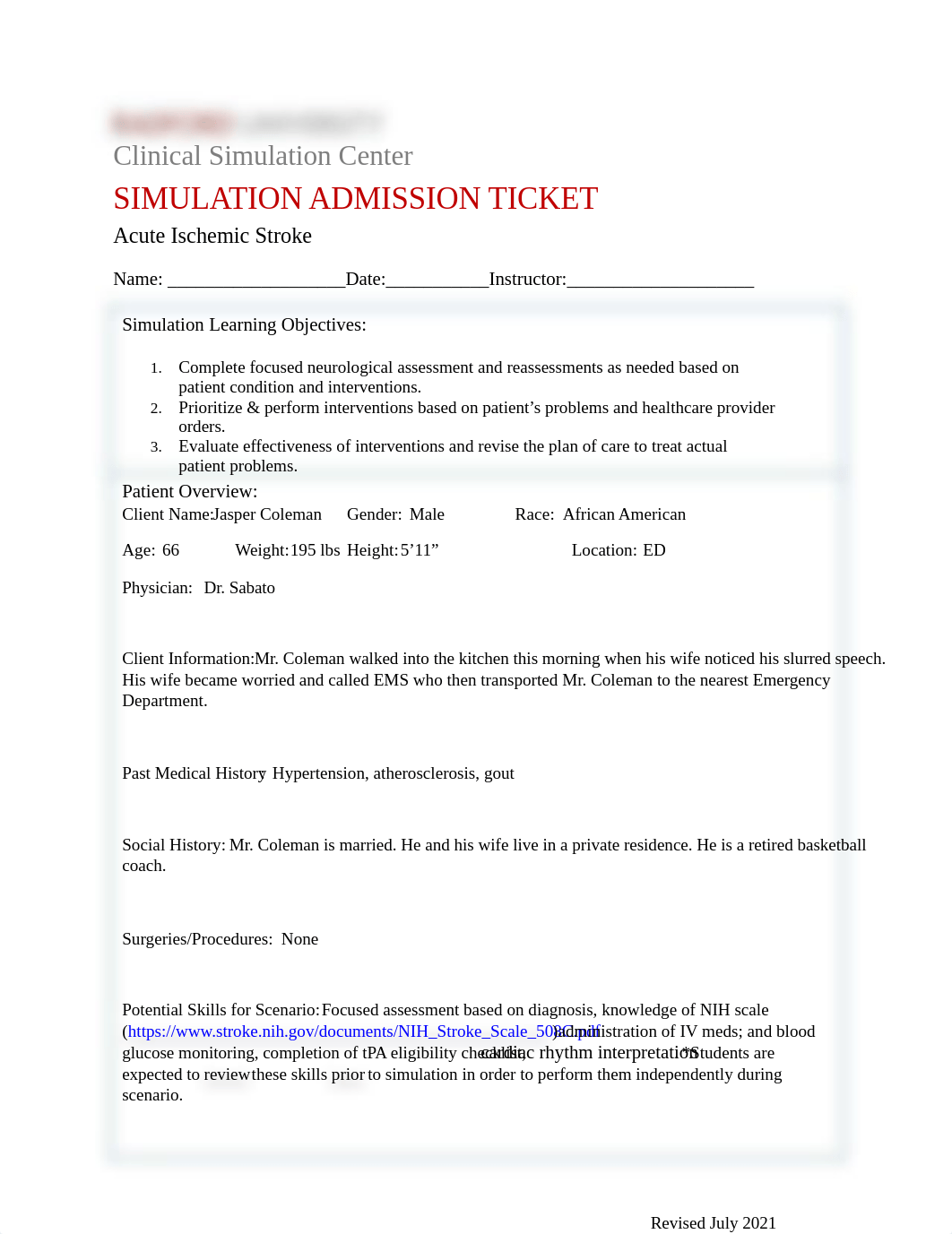 SIMULATION ADMISSION TICKET Acute Ischemic Stroke 2021.doc_d9sg7mnexzn_page1