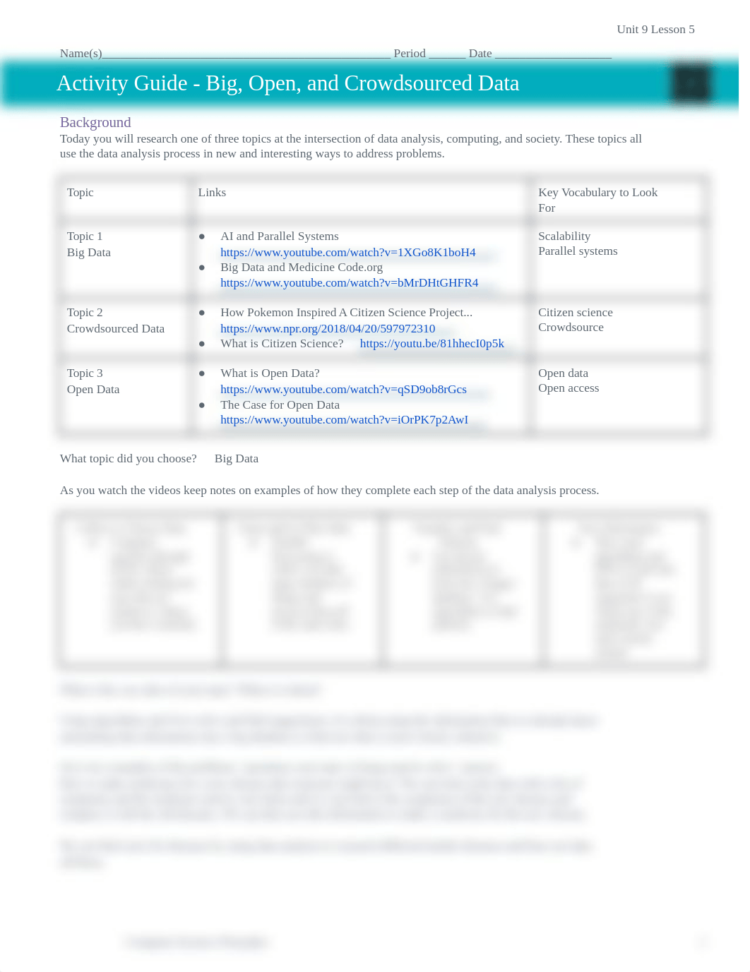 Activity Guide - Big, Open, and Crowdsourced Data - Unit 9 Lesson 5.pdf_d9snnw45xgh_page1