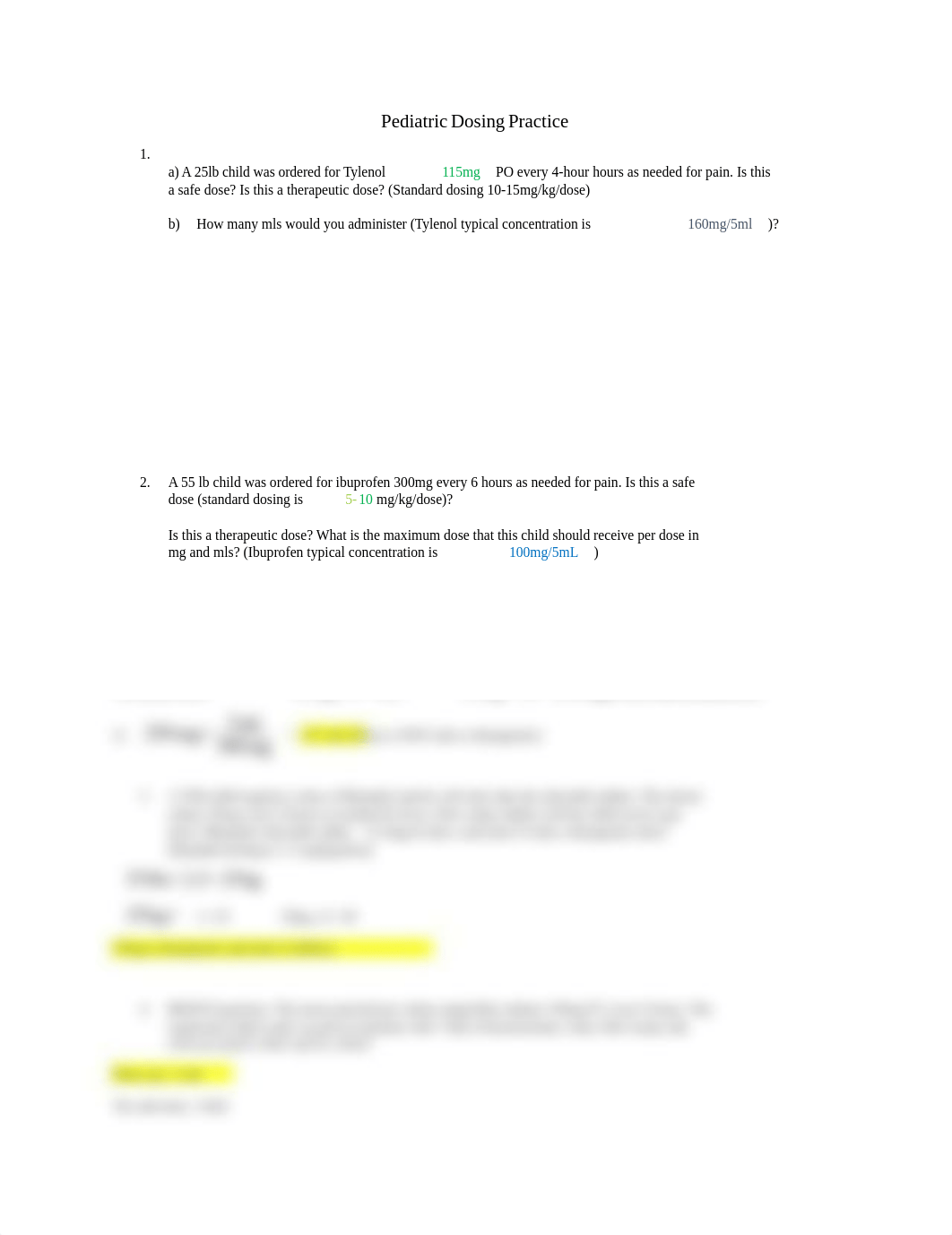 Pediatric Dosing Practice MC Clinical Assignment.docx_d9sqohk1wf9_page1