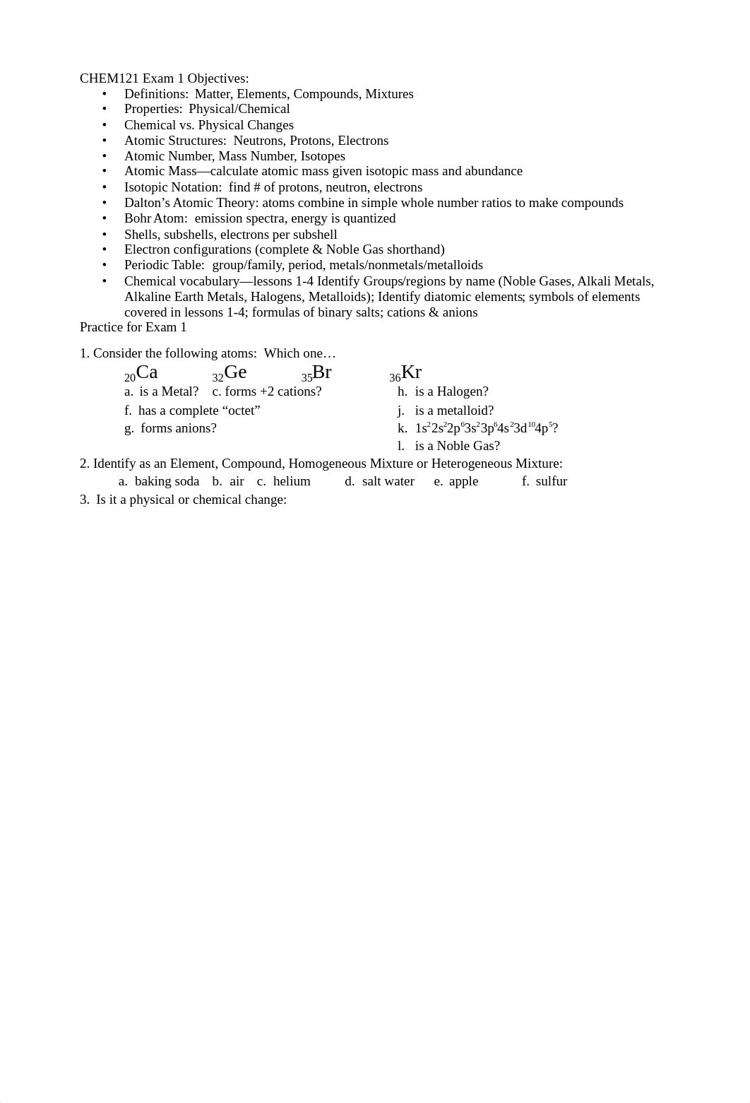 CHEM121 Exam 1 Objectives&PracticeF19.doc_d9sv7w25br4_page1