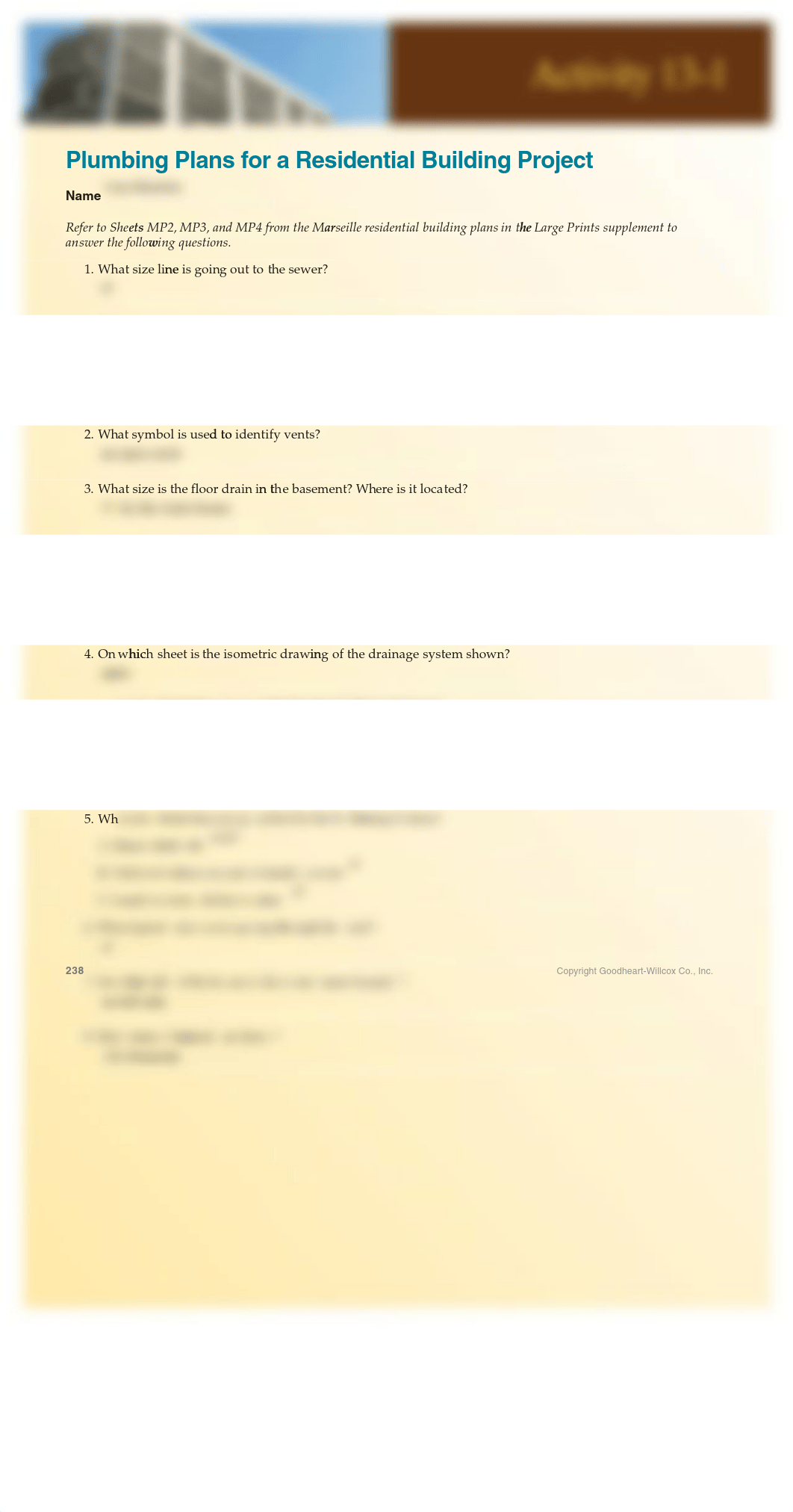 13-1: Plumbing Plans for a Residential Building Project - PDF Form Fields.pdf_d9t34cjhr4e_page1