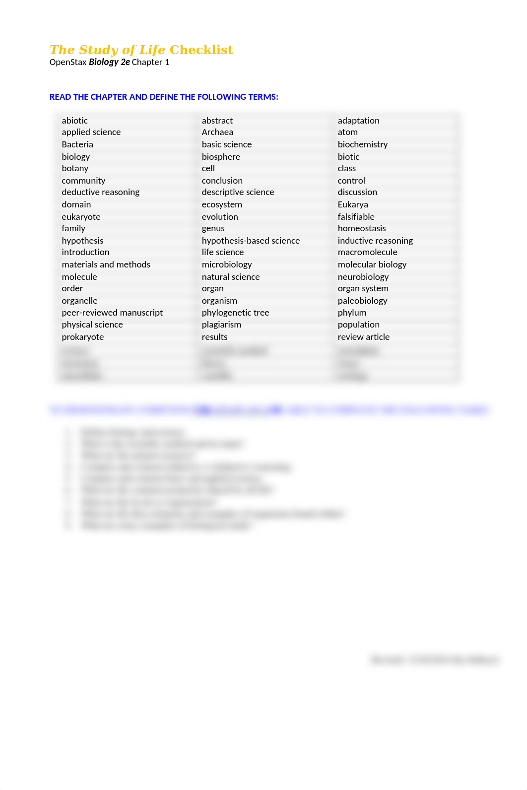 Ch 1 - Study of LIfe Chapter Checklist.doc_d9tdjq5mn4m_page1