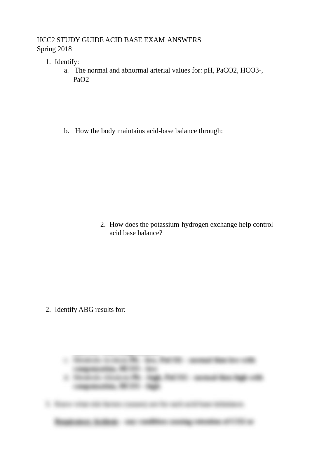 STUDY GUIDE Acid Base Imbalances ANSWER L2 Spring 2018.docx_d9tr5loc9t2_page1