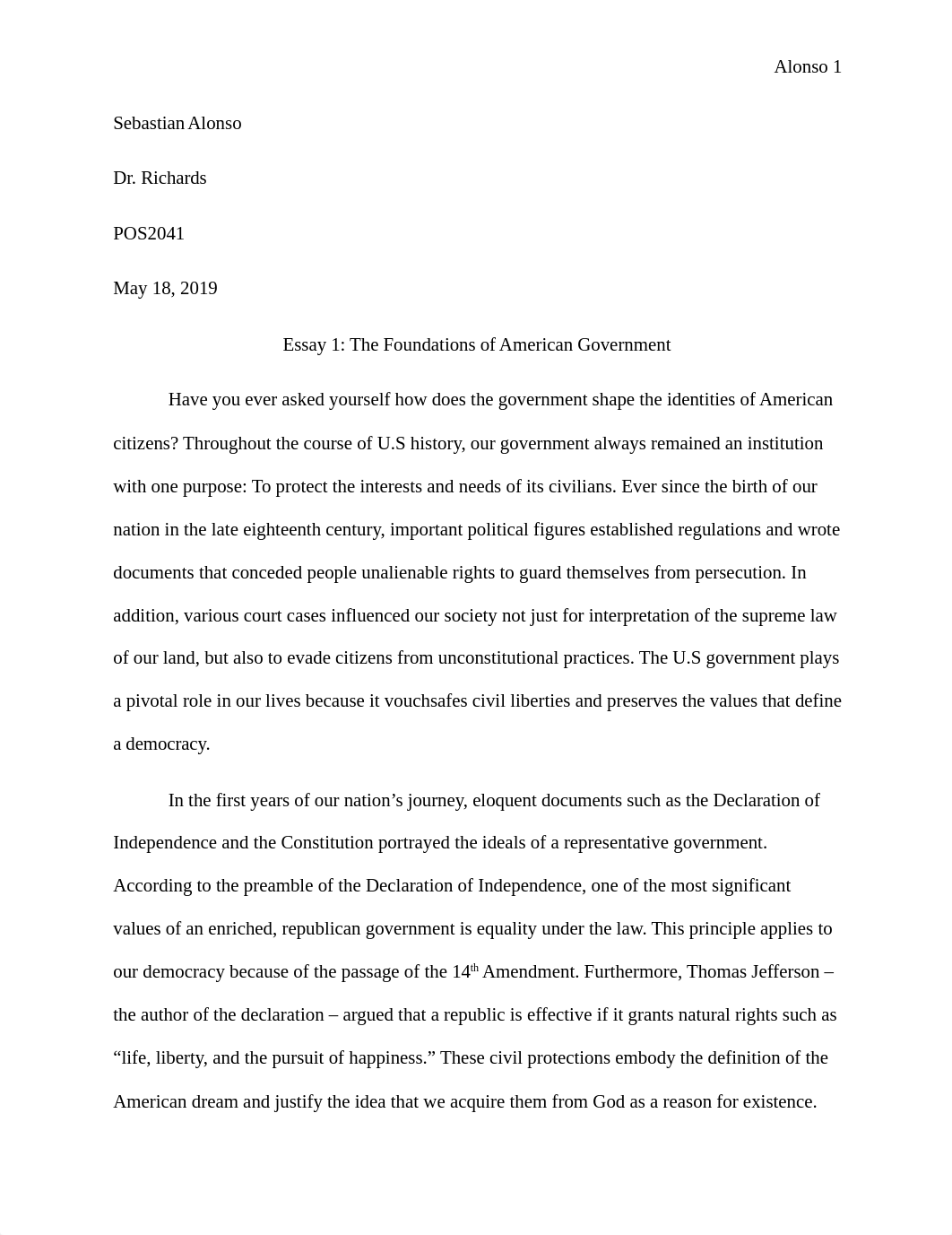 American Federal Government Essay 1.docx_d9ts2pd8ql2_page1