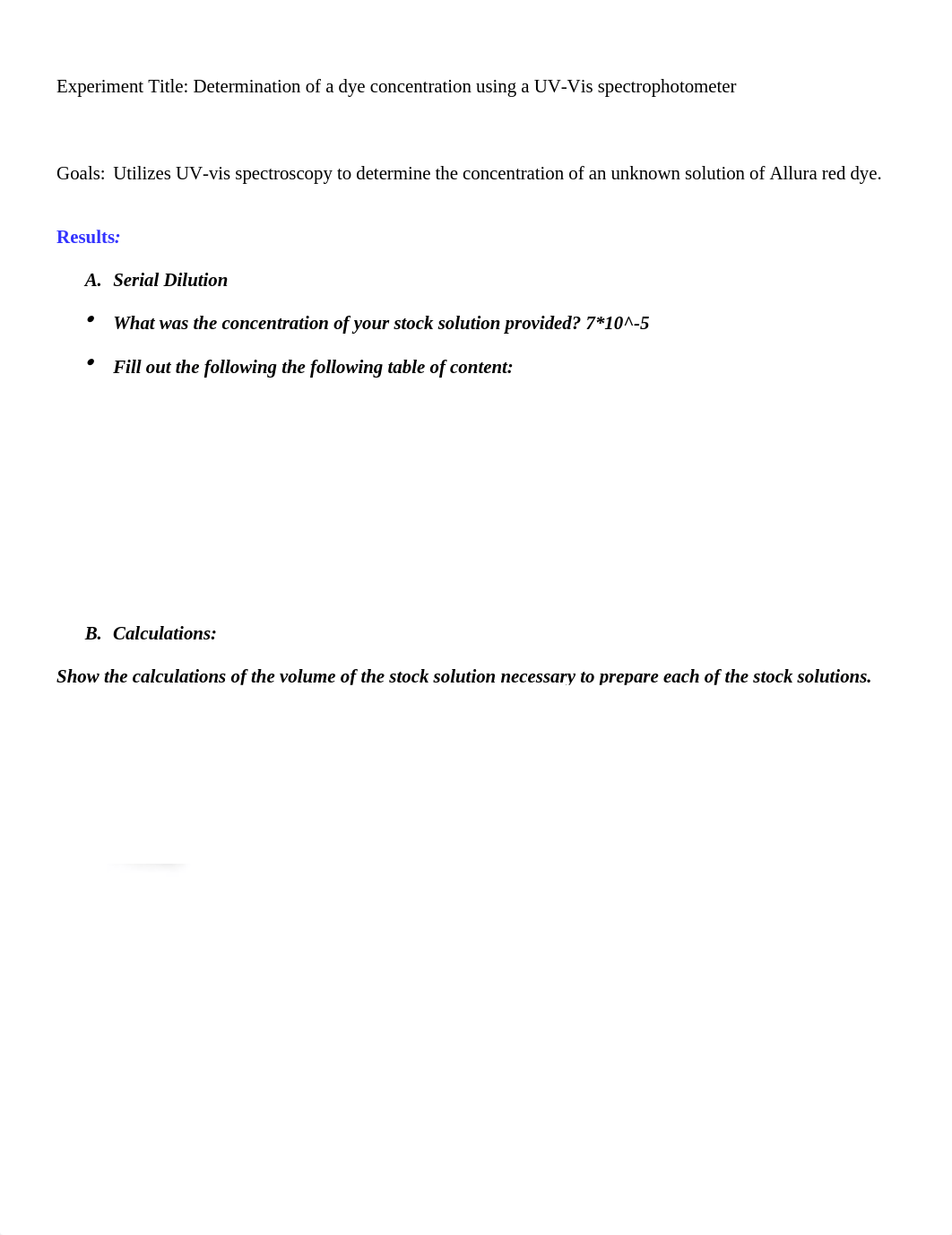 Lab Report Determination of a Dye Concentration Using a UV-Vis Spectrophotometer.docx_d9tt7jmnja8_page1