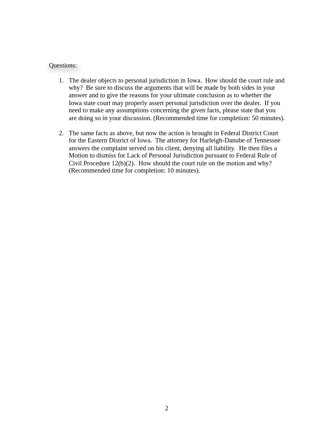 Fall 2019 Civil Procedure In-class personal jurisdiction essay questions (1).pdf_d9ujctcju1v_page2