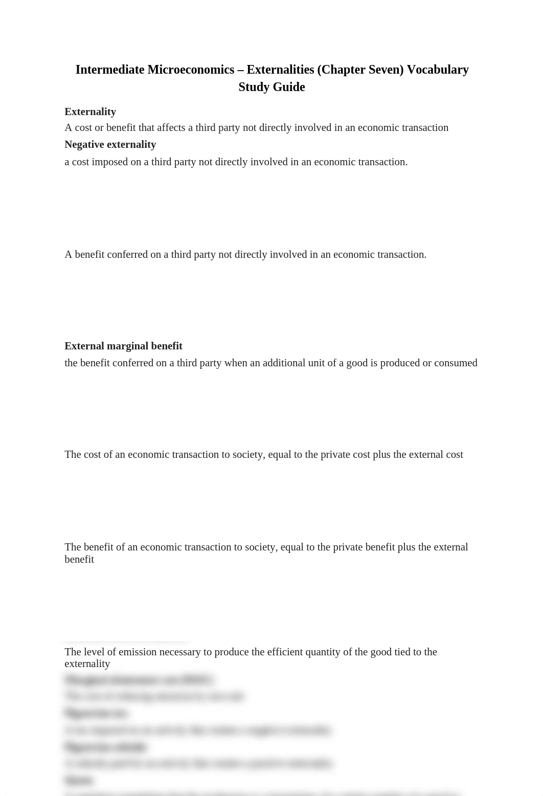 Intermediate Microeconomics - Externalities (Chapter Seven) Vocabulary Study Guide_d9undm85twg_page1