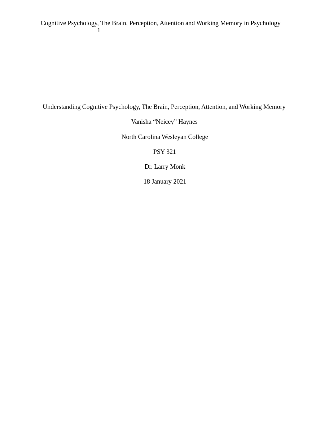 Understanding Cognitive Psychology, The Brain, Perception, Attention, and Working Memory.docx_d9uu6ntjfdl_page1