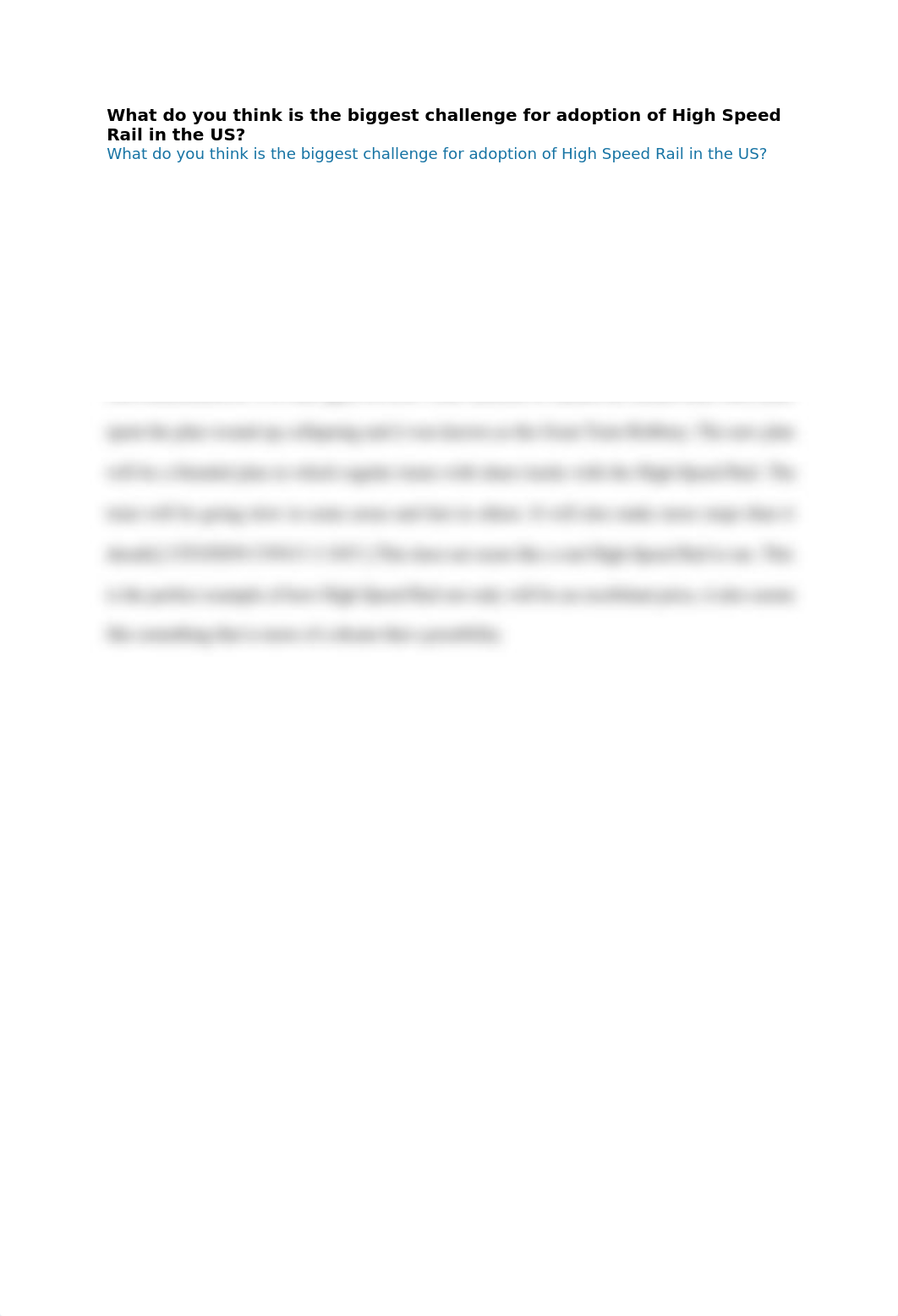 What do you think is the biggest challenge for adoption of High Speed Rail in the US.docx_d9w547w8phd_page1