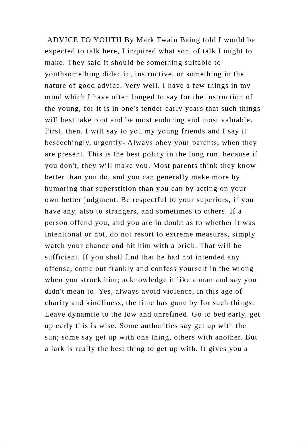 ADVICE TO YOUTH By Mark Twain Being told I would be expected to talk .docx_d9xa61zk1a6_page2