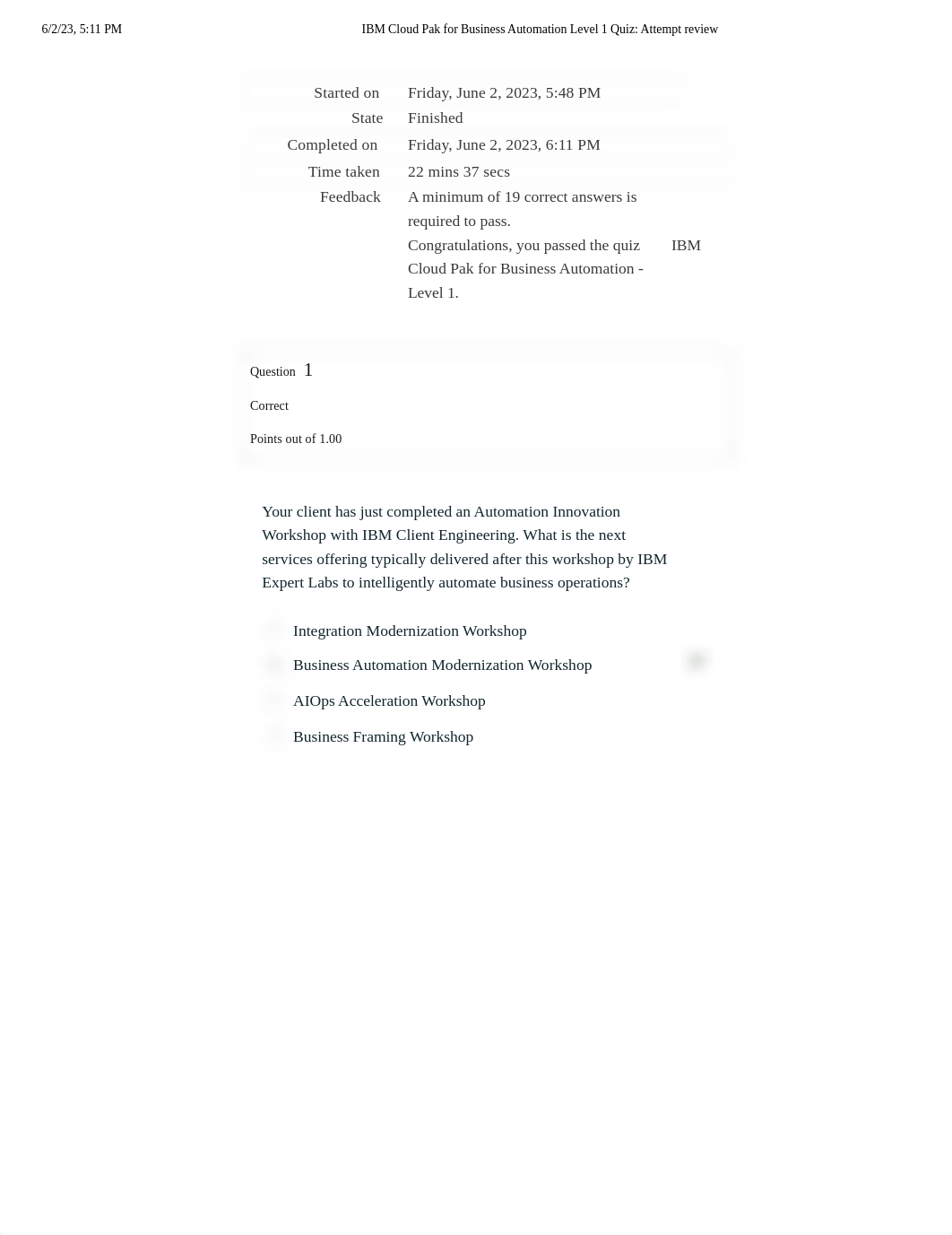IBM Cloud Pak for Business Automation Level 1 Quiz_ Attempt review.pdf_d9xolbbkzb2_page1