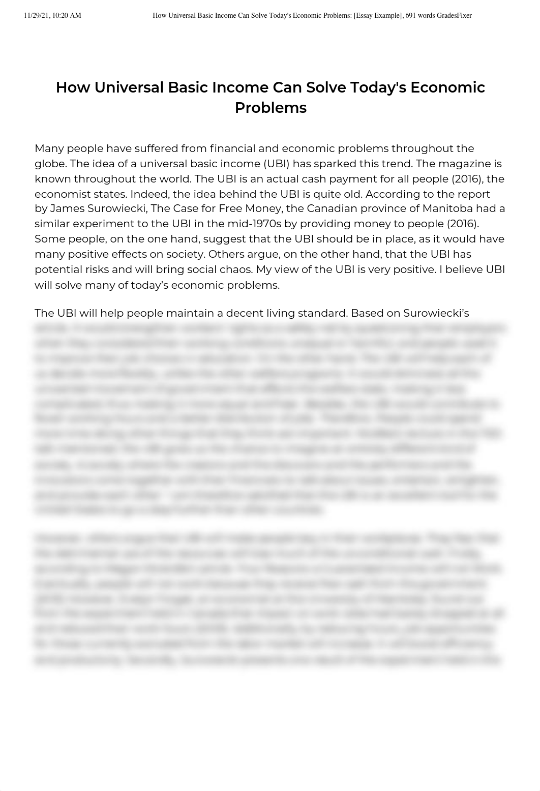 How Universal Basic Income Can Solve To...[Essay Example], 691 words GradesFixer.pdf_d9y3s1fgvz2_page1