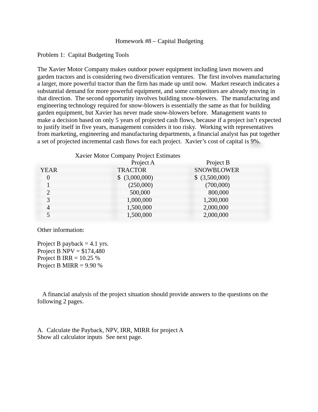 Homework #8 - Capital Budgeting s20.pdf_d9yrx011hz9_page1