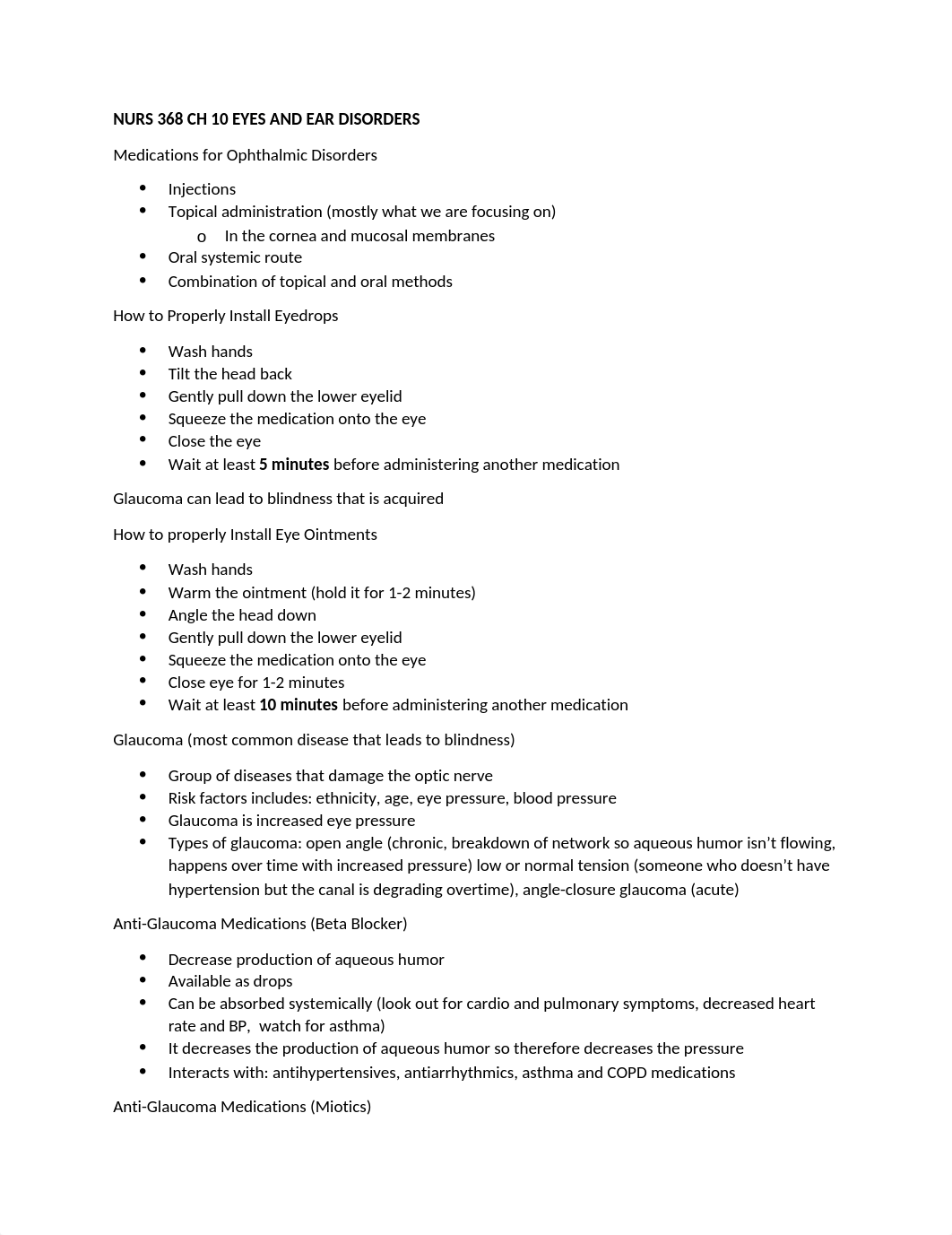 NURS 368 CH 10 EYES AND EAR DISORDERS and CH 15 ANESTHETICS.docx_d9z1q6gkpff_page1