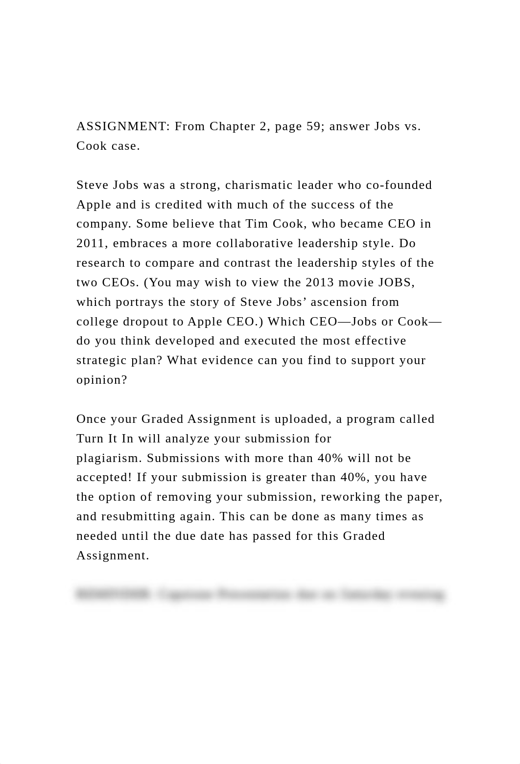 ASSIGNMENT From Chapter 2, page 59; answer Jobs vs. Cook case..docx_d9zip6h3l7f_page2