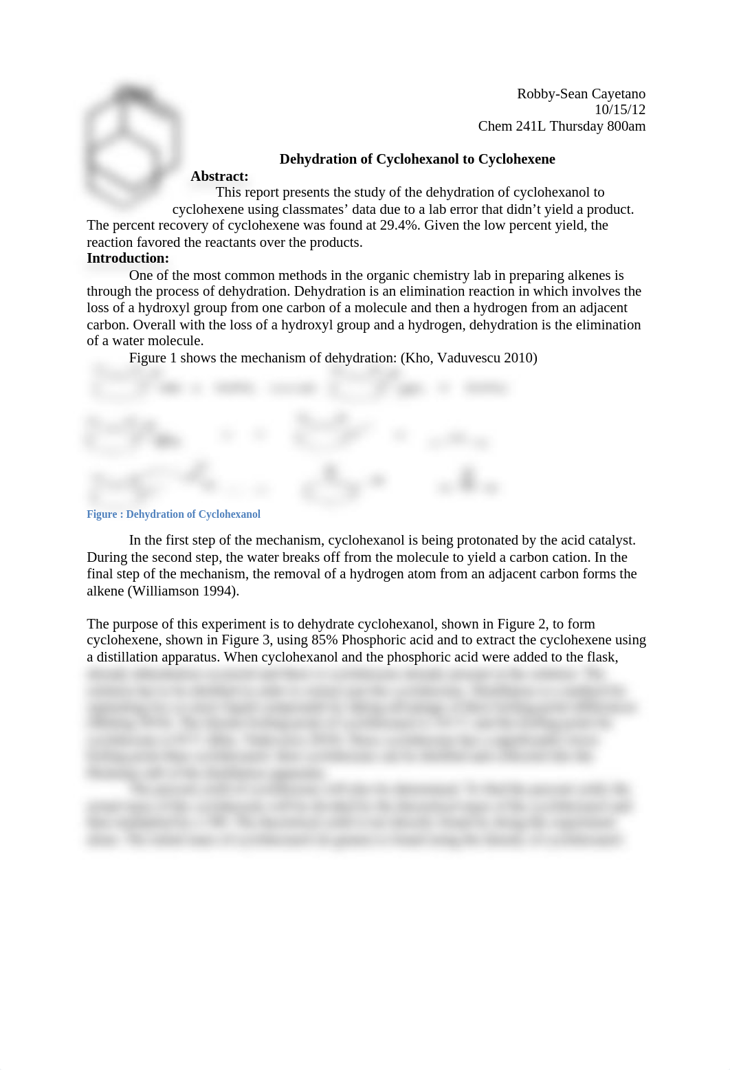 Cyclohexanol to Cyclohexene Lab Report_d9zjiq8d3m6_page1