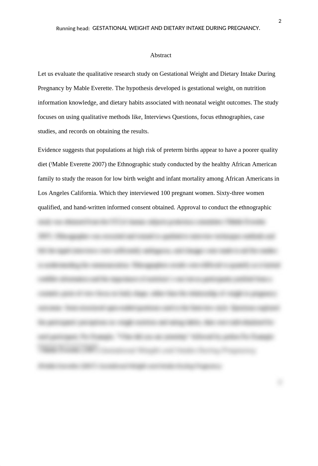 In evaluating one of the qualitative research studies on Gestational Weight and Dietary Intake Durin_d9zn27ba16o_page2