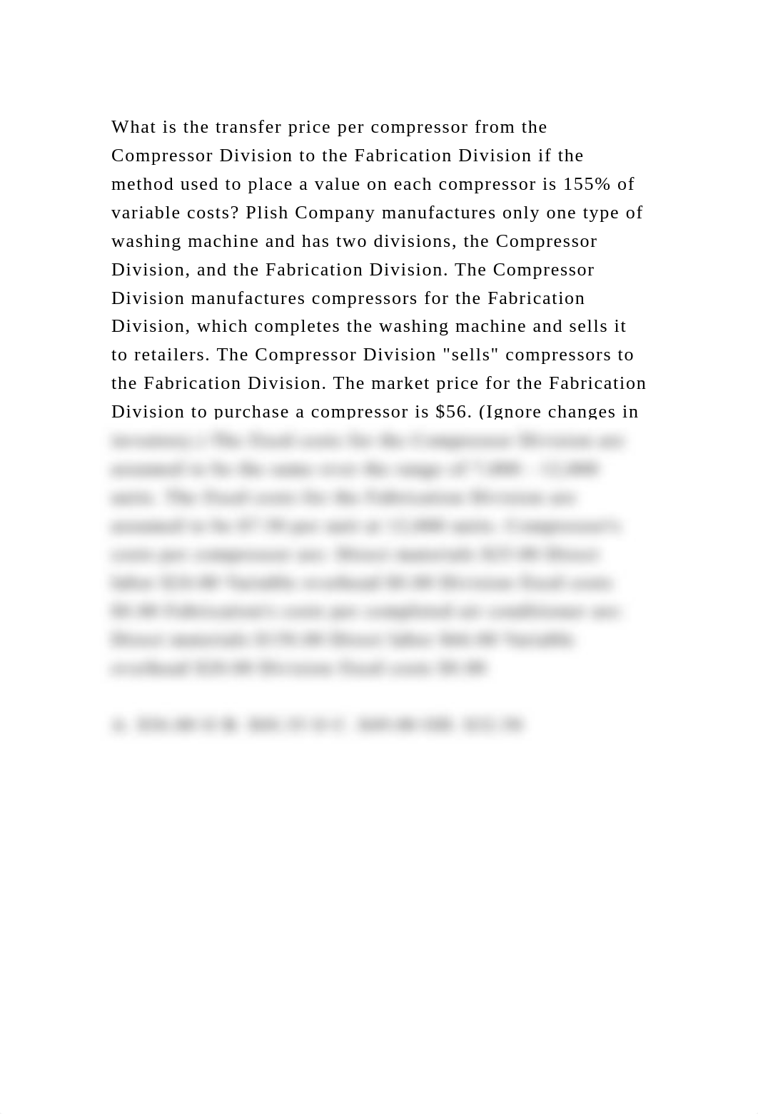 What is the transfer price per compressor from the Compressor Divisi.docx_d9zxobckcct_page2