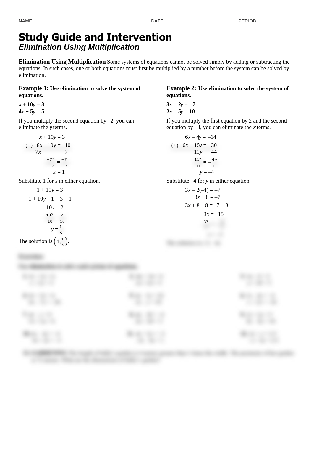 Josealfredo Gonzales - NB# 14 - Module 5 - Elimination Using Multiplication - Study Guide and Interv_da066p79mer_page1