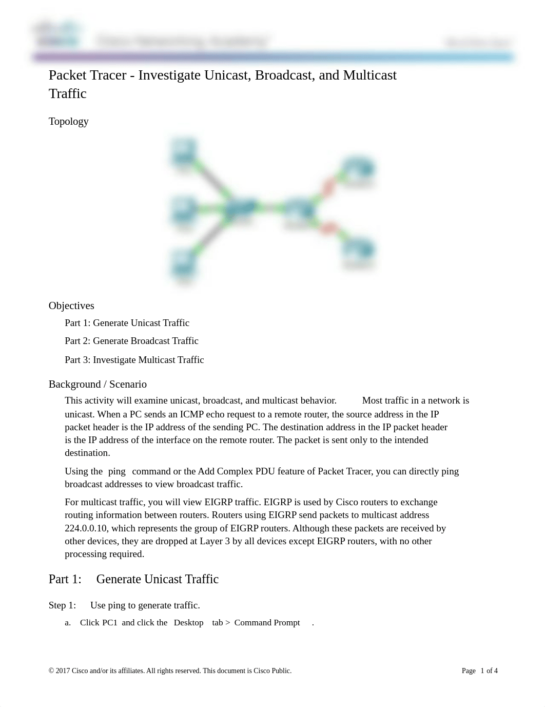 7.1.3.8 Packet Tracer - Investigate Unicast, Broadcast, and Multicast Traffic (1).docx_da0tkir47fr_page1