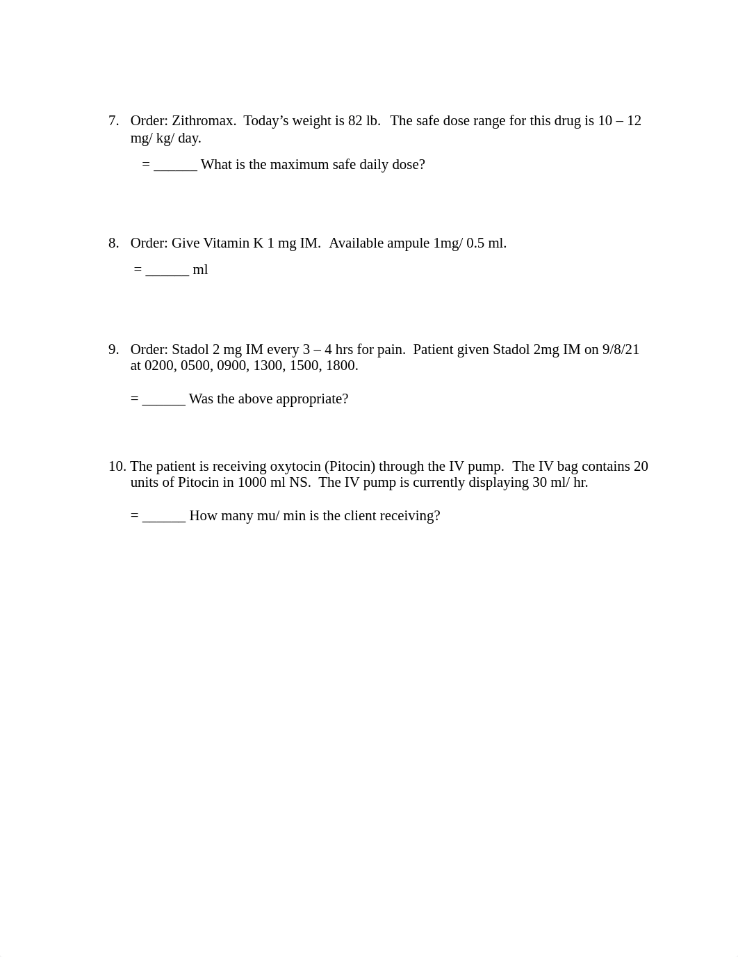 RNSG 2360 Dosage Review Problems Fall 2021.docx_da13ke3fe4r_page2