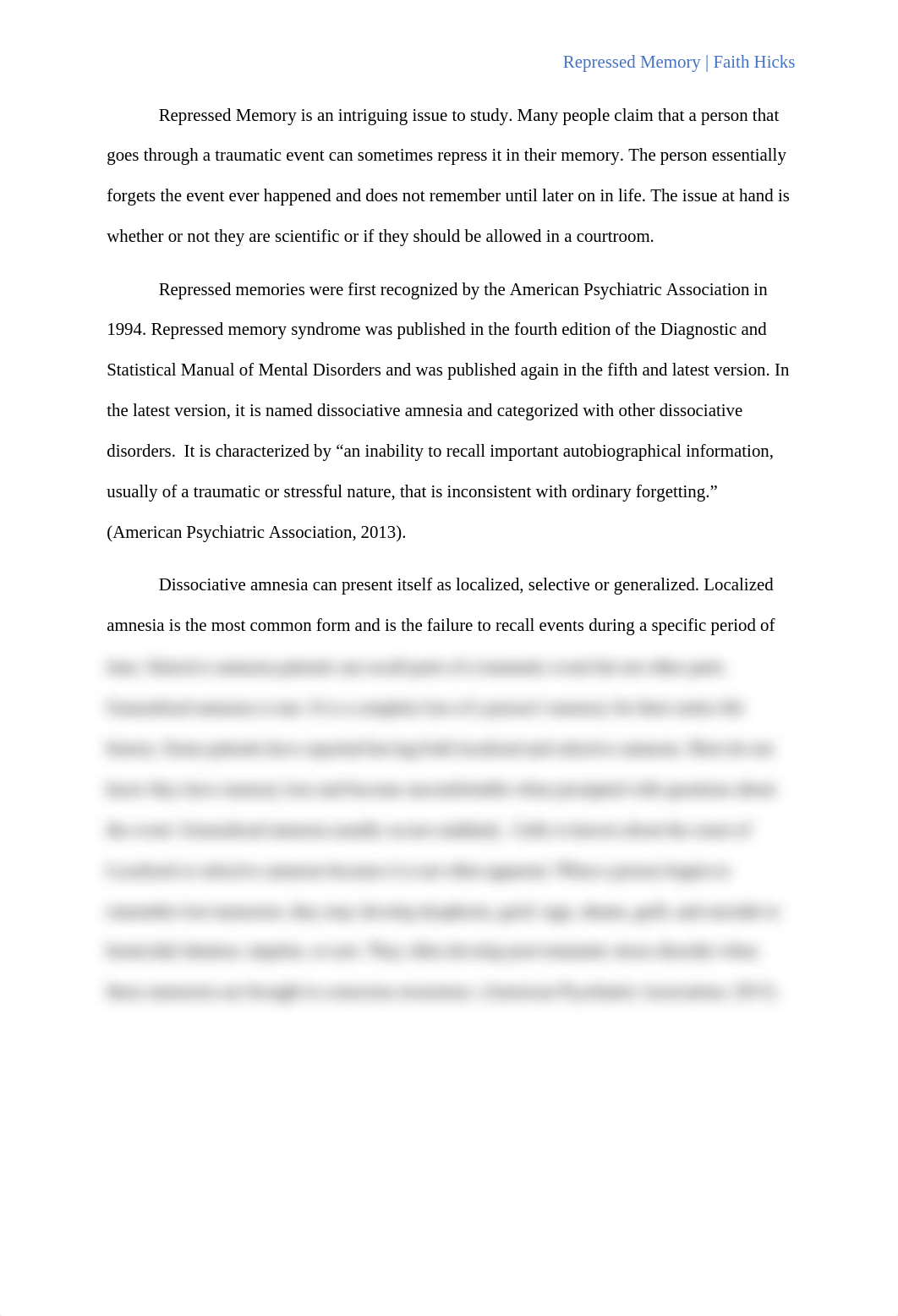 Cognitive Psychology- Repressed Memory .docx_da1e50xmiee_page1