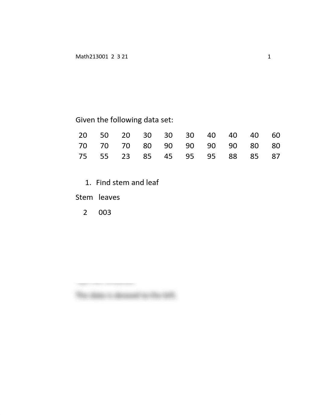 Given the following data set  2  3 21  stem and leaf.pdf_da1g5fhqq69_page1