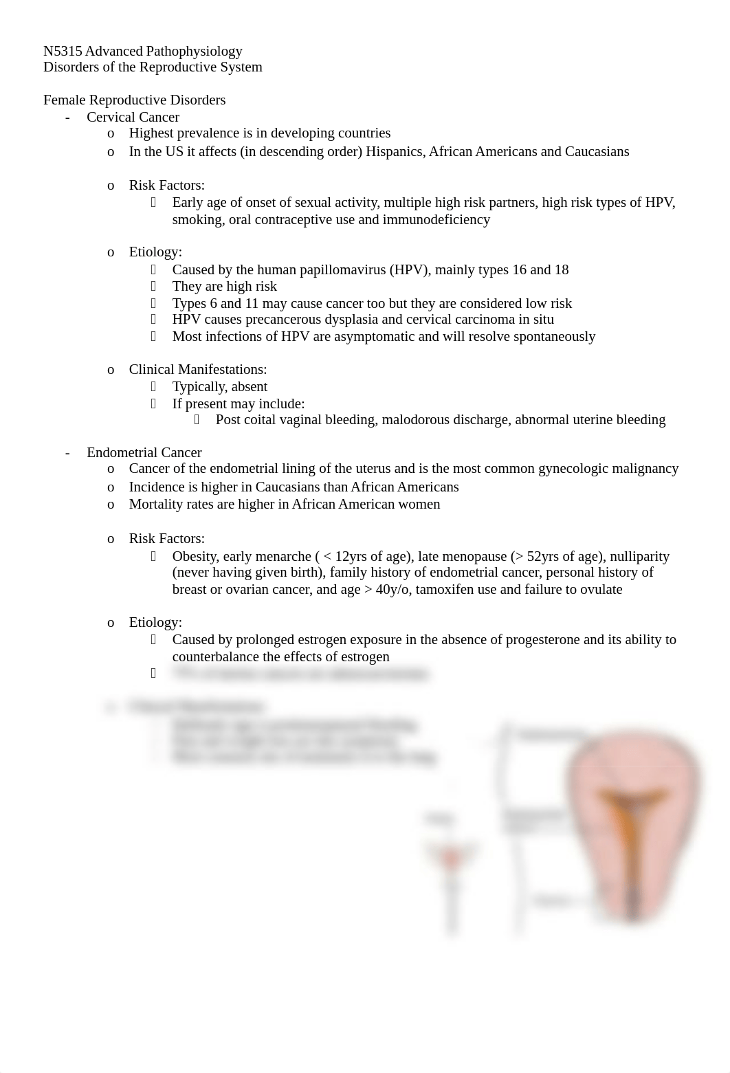 N5315 M10 Advanced Pathophysiology - Disorders of the Reproductive System .docx_da1gcieq54r_page1