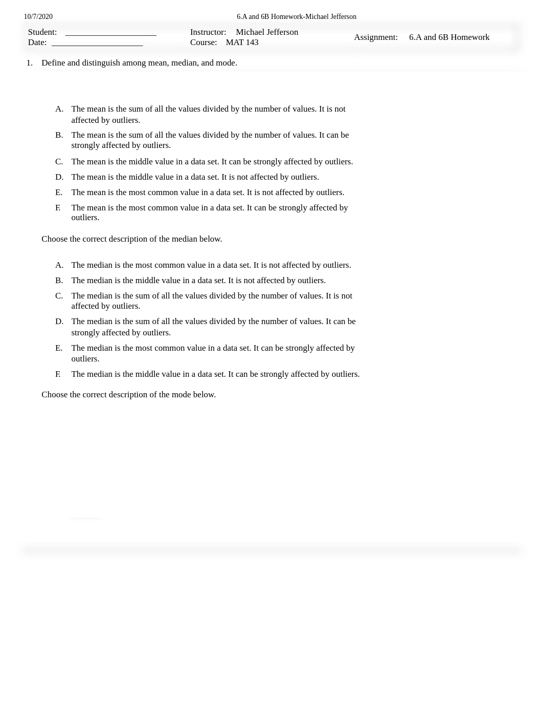 Homework 6.A and 6B MAT143 -Michael Jeffersonwa(1).pdf_da1uu3y6w1l_page1