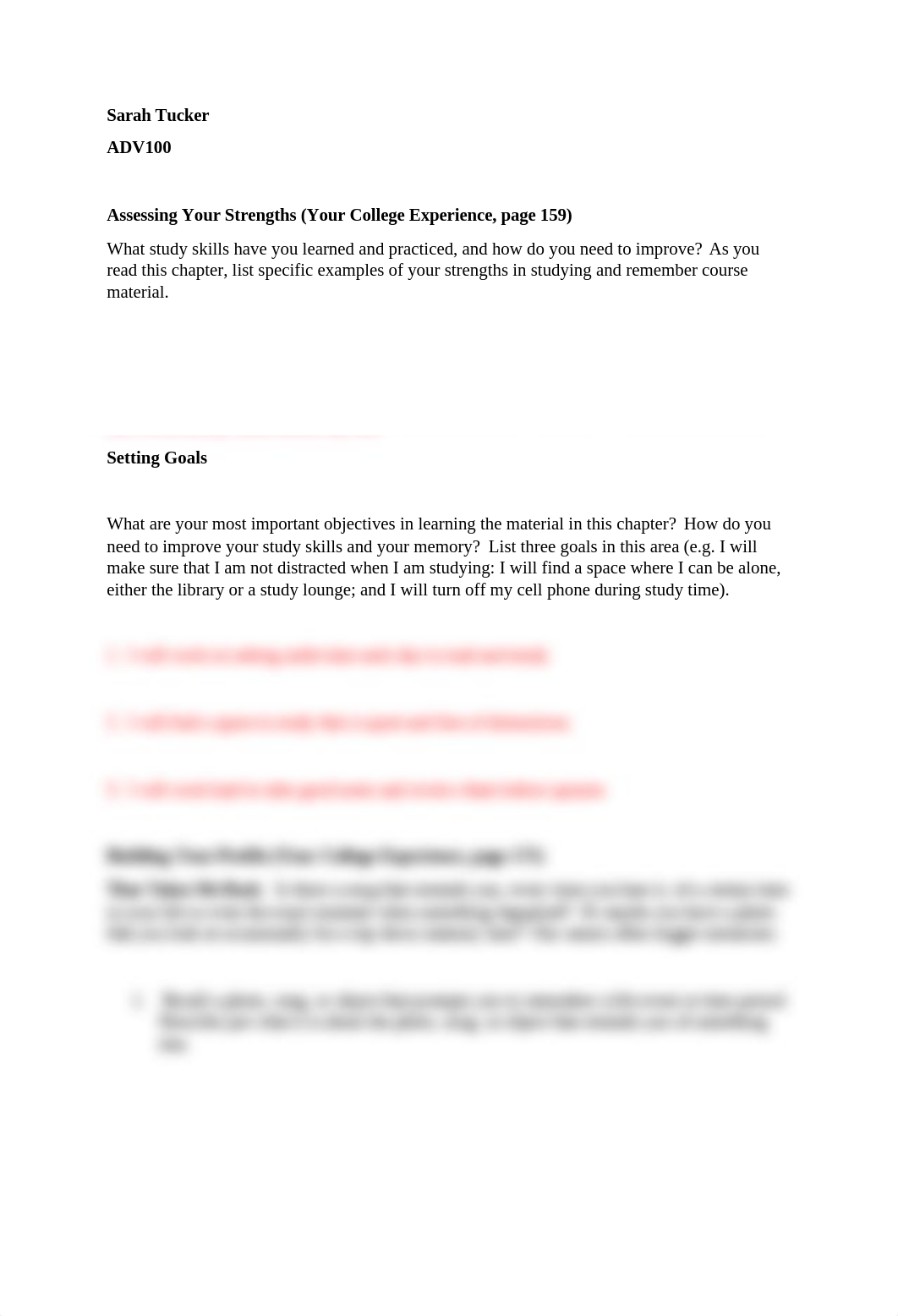 Assessing Your Strengths and Setting Goals Week 2. Sarah Tucker.docx_da2css3lqdt_page1