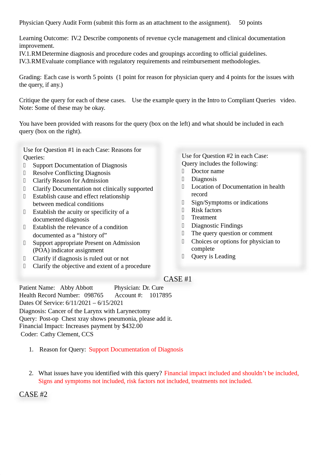 Physician Query Audit Student Answer Sheet .doc_da2gdqaxa2r_page1