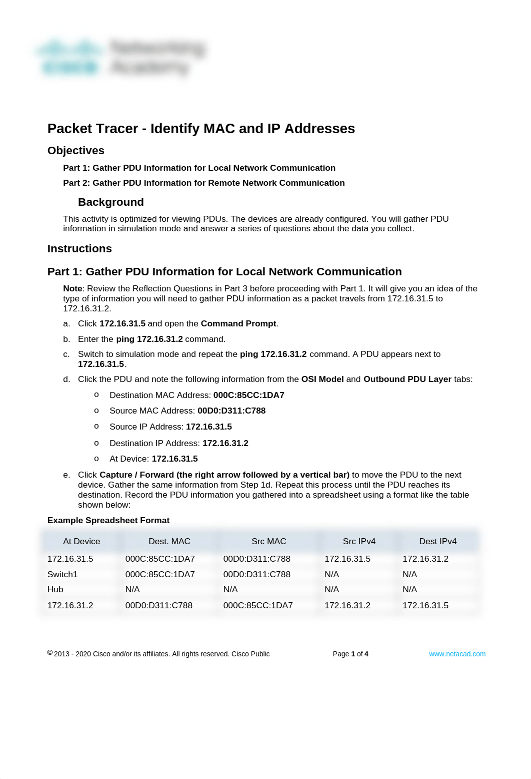 9.1.3 Packet Tracer - Identify MAC and IP Addresses Logan Jacobson.docx_da2rbes5pyh_page1