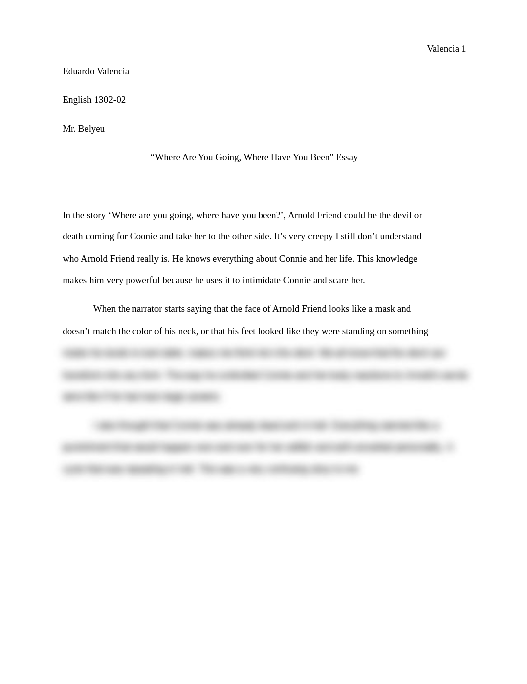 "Where Are You Going, Where Have You Been" Essay.docx_da3caumw08w_page1