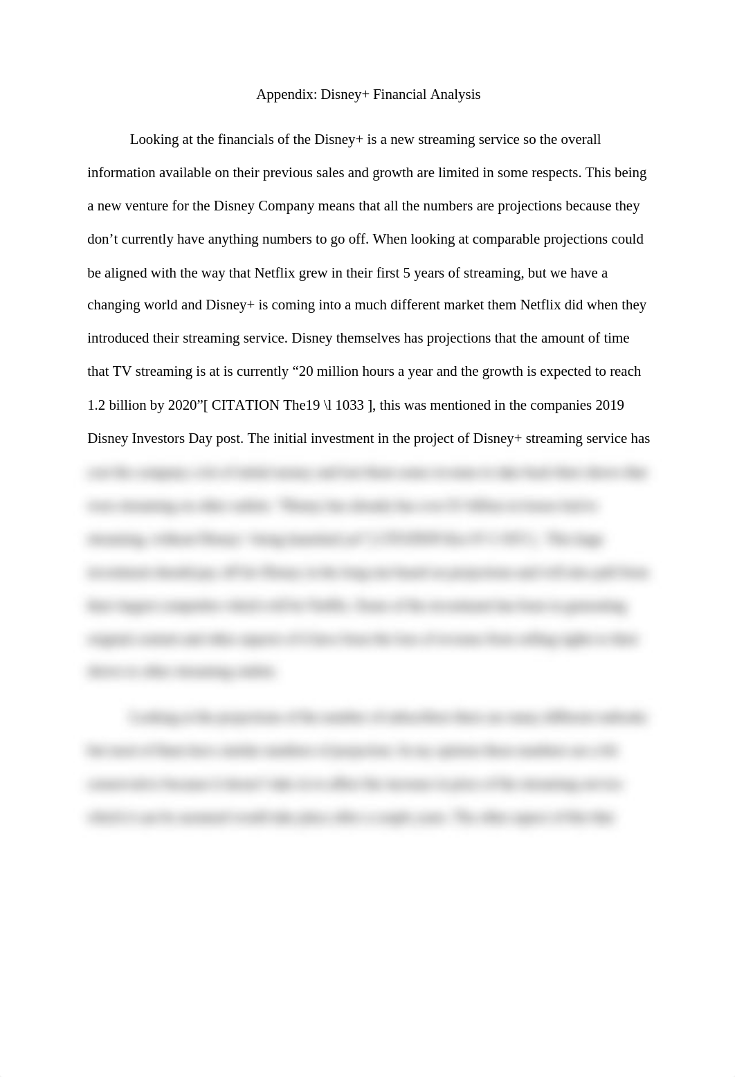 MKT 523 - Marketing Group Project - Appendix Disney+ Financial Anlysis.docx_da3hujb22ih_page1