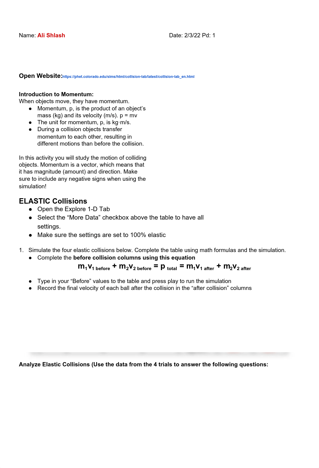 Ali Shlash - AP Physics 1 Intro to Momentum and Collisions Lab.pdf_da3nqtmiv3j_page1