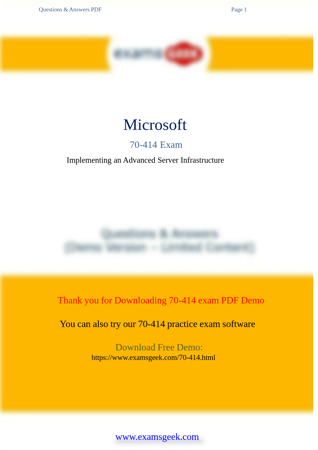 Microsoft MCP 70-414 Exam Questions & Answers (2018)_da5k05pdhnu_page1