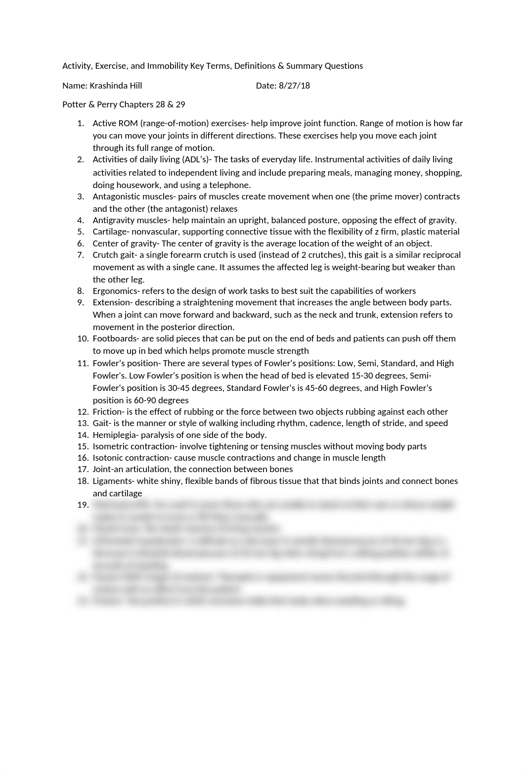 Activity, Exercise & Mobility Key Terms & Summary Questions P & P Chap 28-29.docx_da6398zxwse_page1