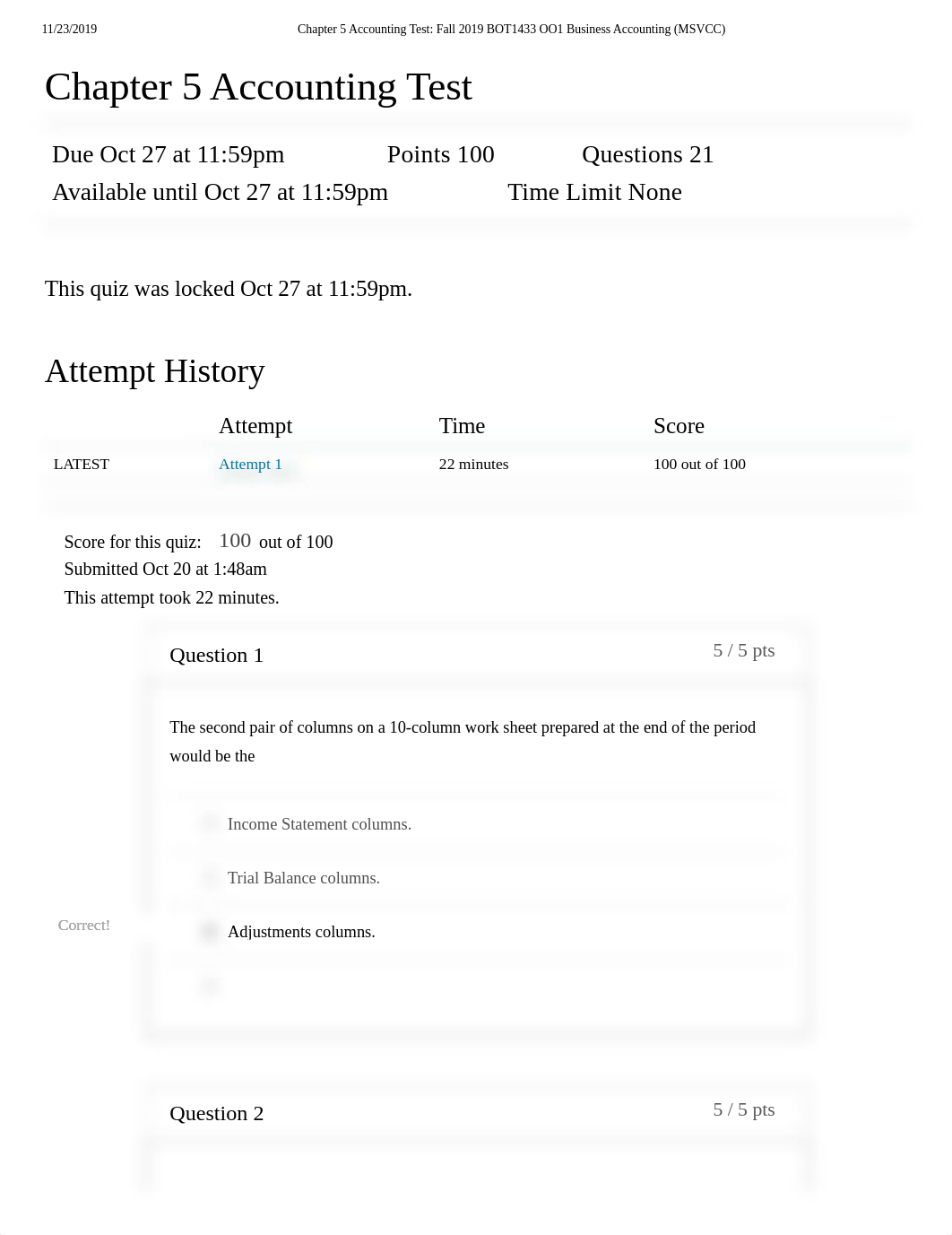 Chapter 5 Accounting Test_ Fall 2019 BOT1433 OO1 Business Accounting (MSVCC).pdf_da69sjfjhpx_page1