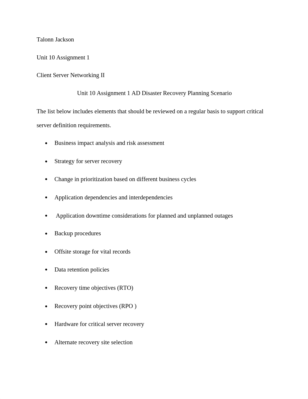 Unit 10 assignment 1 AD disaster recovery planning scenario_da7hsbvgn6v_page1