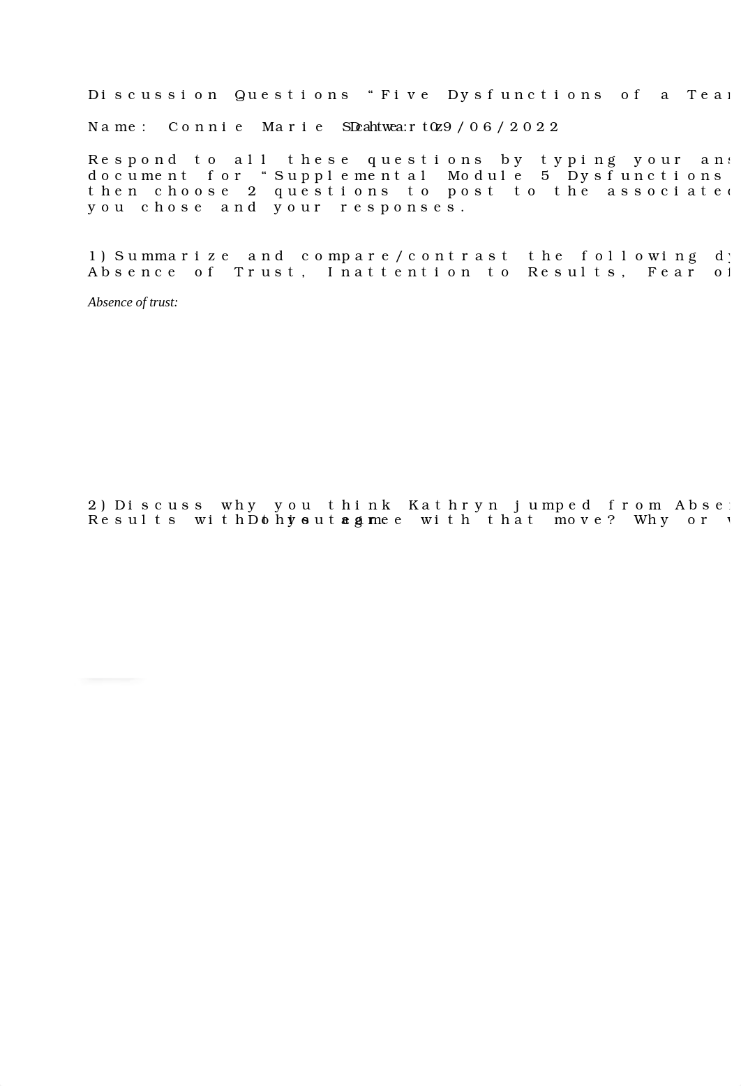 HHP 3640 Discussion Questions 5 dysfunctions online (1).docx_da86rf4jpdc_page1