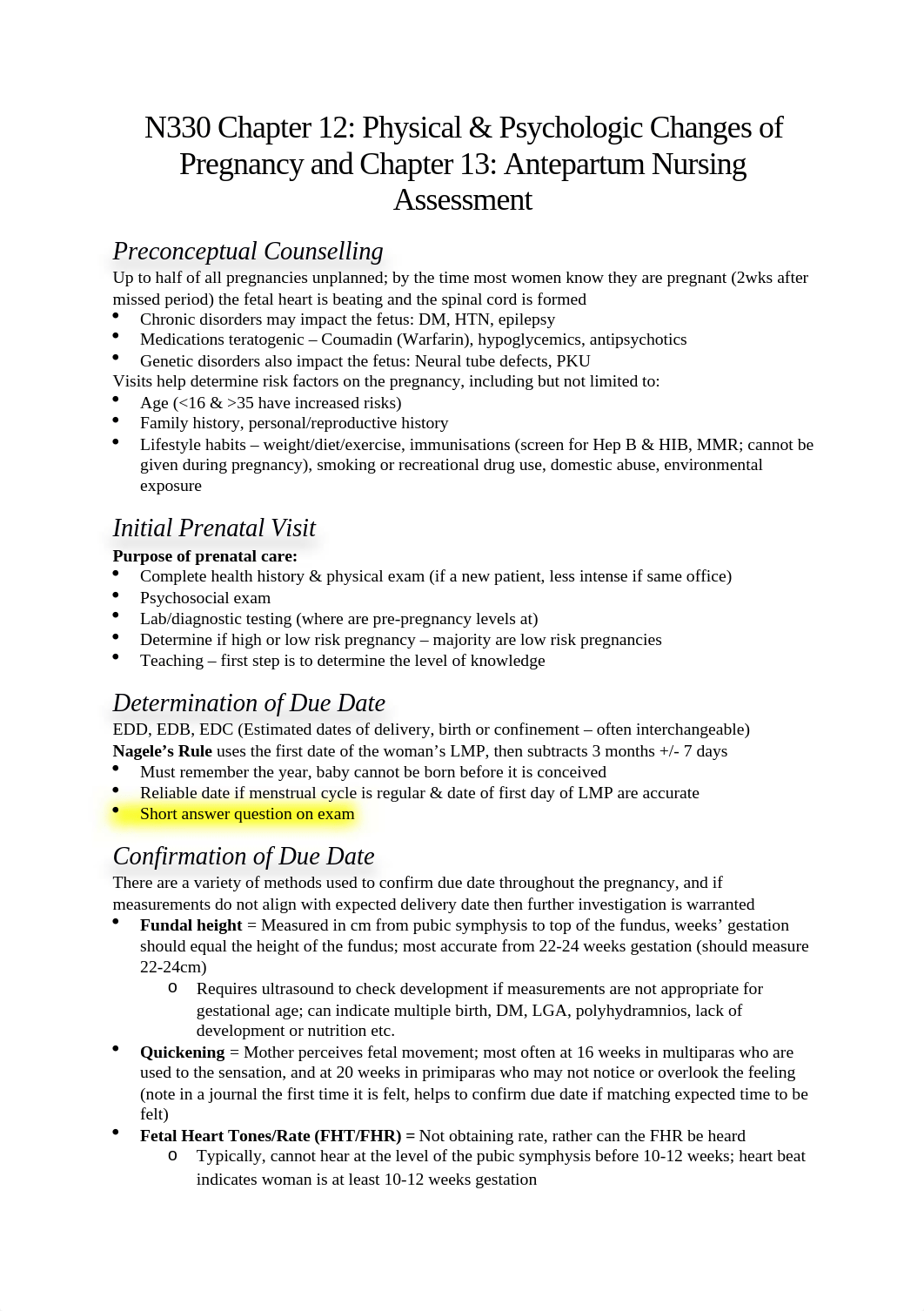 N330 Chapter 12 & 13  Antepartum Nsg and Pregnancy Changes.docx_da8x7hgkk7e_page1