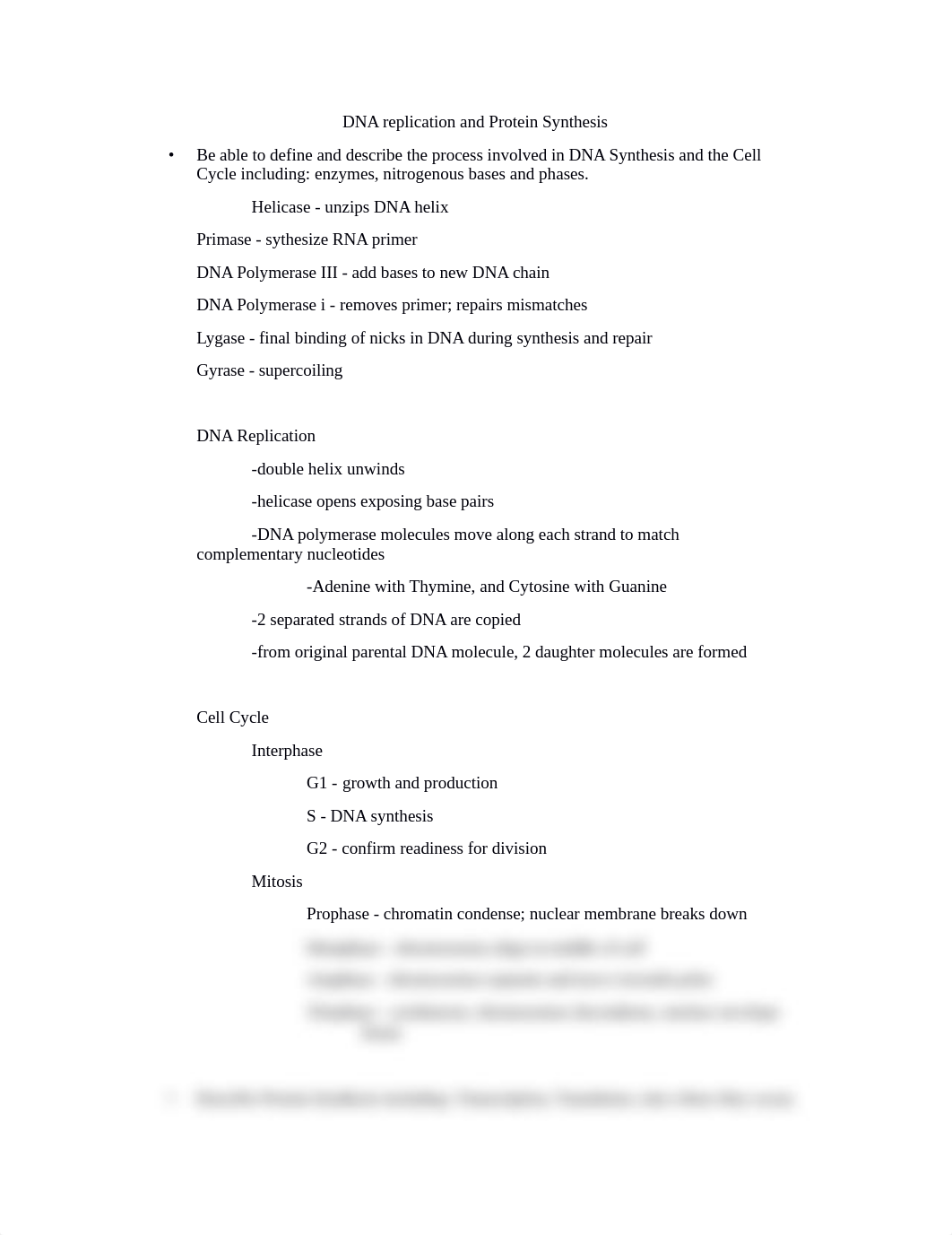 DNA replication and Protein Synthesis Notes worksheet for Lecture.docx_da98ot391dp_page1