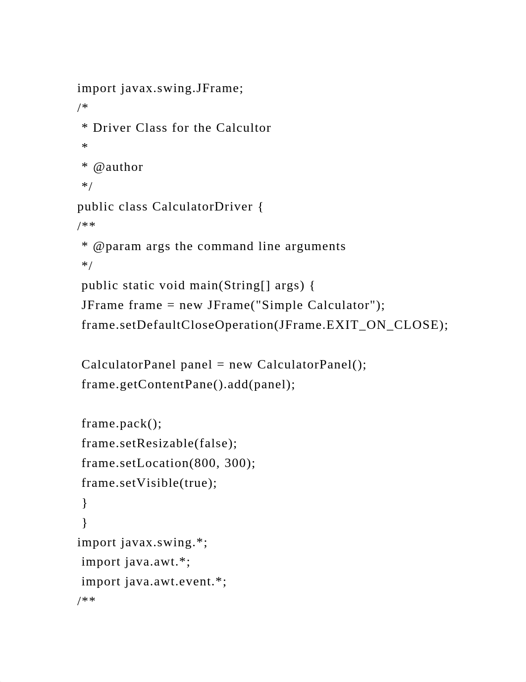 import javax.swing.JFrame;  Driver Class for the Calcultor .docx_daaeno7w39o_page2