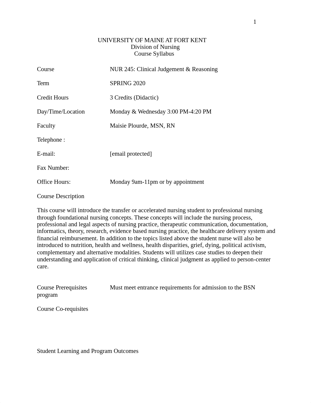 NUR 245 Clinical Judgement & Reasoning Syllabus Spring 2020(1) (1).docx_daamv4uzywx_page1