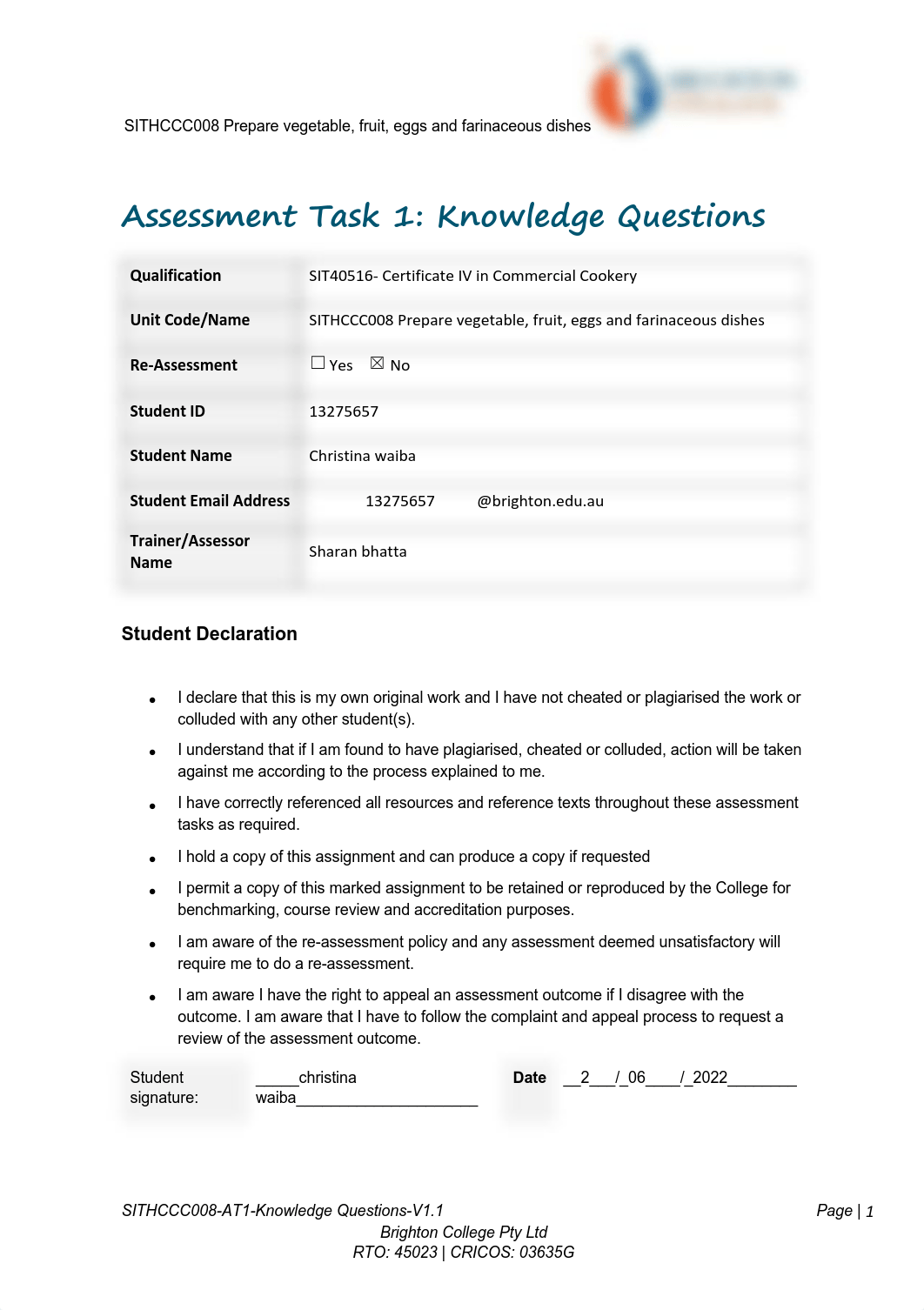 SITHCCC008 [christina_waiba_13275657] AT1 Knowledge Questions.pdf_dab7030gb9o_page1