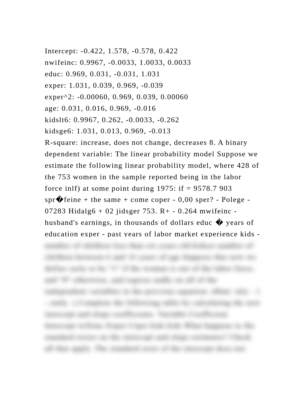 Intercept -0.422, 1.578, -0.578, 0.422nwifeinc 0.9967, -0.0033, .docx_dac43mc7cy6_page2