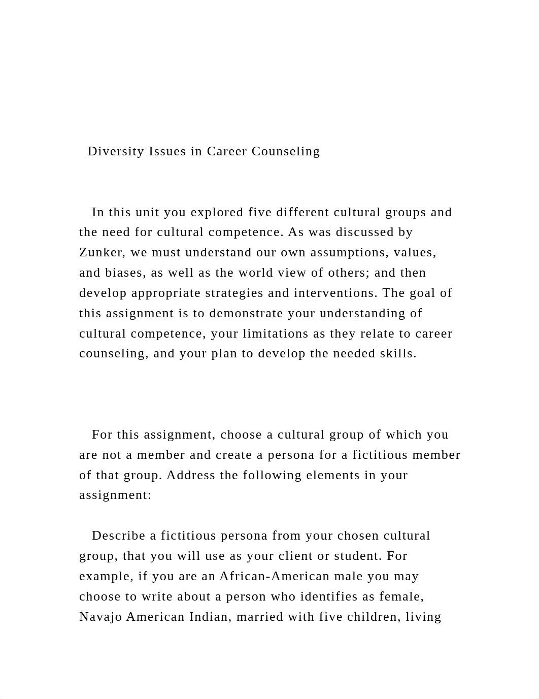 Diversity Issues in Career Counseling    In this unit you.docx_dacgx356nyr_page1