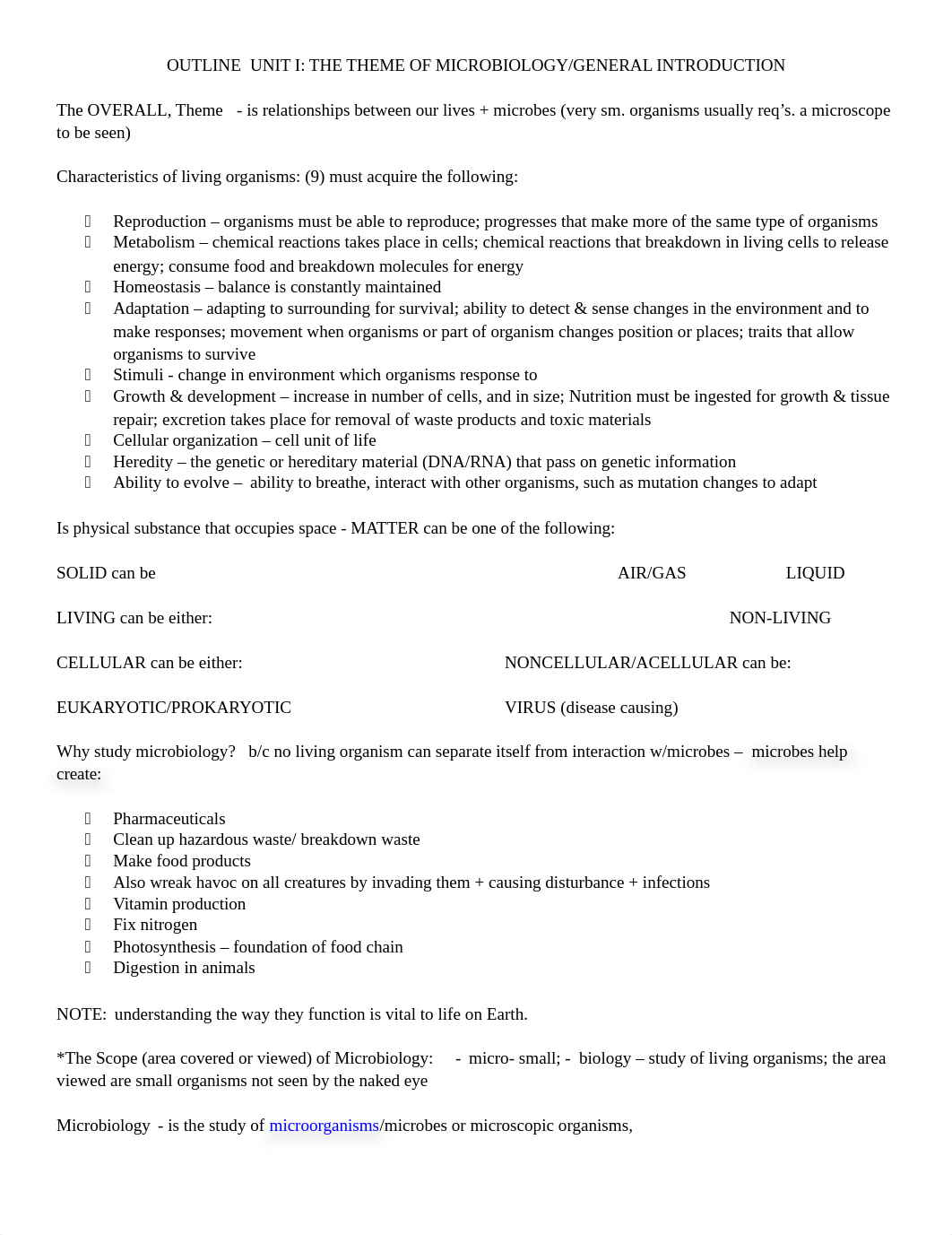 UNIT I microbiology 295 CHAPTER 1 OUTLINE.docx_dadjtwcvwdu_page1