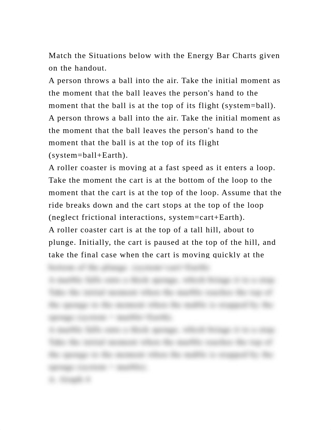 Match the Situations below with the Energy Bar Charts given on the h.docx_daff2aygxpo_page2